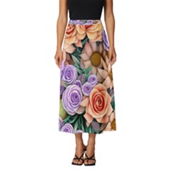 Cheerful And Captivating Watercolor Flowers Classic Midi Chiffon Skirt