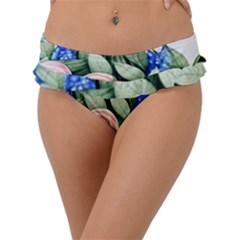 County Charm – Watercolor Flowers Botanical Frill Bikini Bottoms by GardenOfOphir