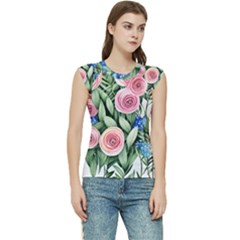 County Charm – Watercolor Flowers Botanical Women s Raglan Cap Sleeve Tee by GardenOfOphir