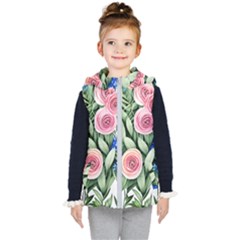 County Charm – Watercolor Flowers Botanical Kids  Hooded Puffer Vest by GardenOfOphir