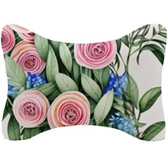 County Charm – Watercolor Flowers Botanical Seat Head Rest Cushion by GardenOfOphir