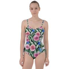 County Charm – Watercolor Flowers Botanical Sweetheart Tankini Set by GardenOfOphir