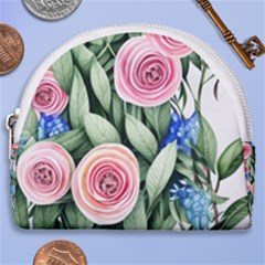 County Charm – Watercolor Flowers Botanical Horseshoe Style Canvas Pouch by GardenOfOphir