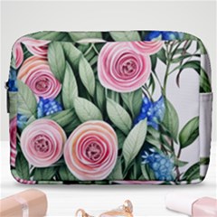 County Charm – Watercolor Flowers Botanical Make Up Pouch (large) by GardenOfOphir