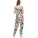 County Charm – Watercolor Flowers Botanical Sleeveless Tie Ankle Chiffon Jumpsuit View2