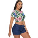 County Charm – Watercolor Flowers Botanical Side Button Cropped Tee View3