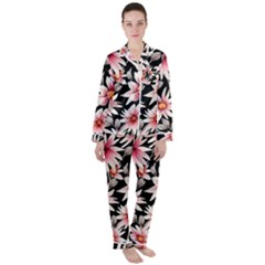 Charming And Celestial Watercolor Flowers Women s Long Sleeve Satin Pajamas Set	 by GardenOfOphir