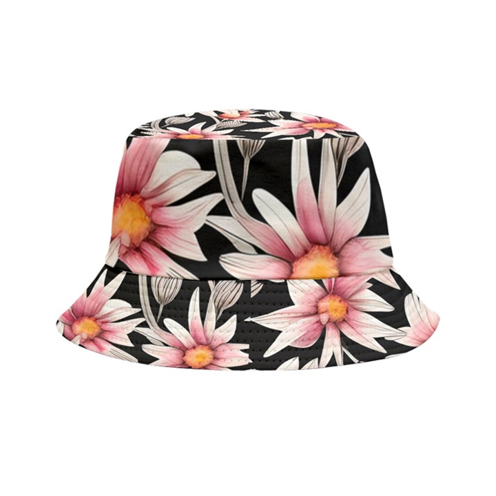 Charming and Celestial Watercolor Flowers Inside Out Bucket Hat