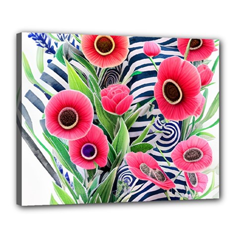 Cherished Blooms – Watercolor Flowers Botanical Canvas 20  X 16  (stretched) by GardenOfOphir