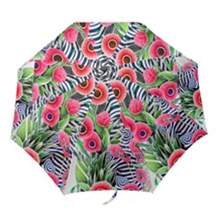 Cherished Blooms – Watercolor Flowers Botanical Folding Umbrellas by GardenOfOphir