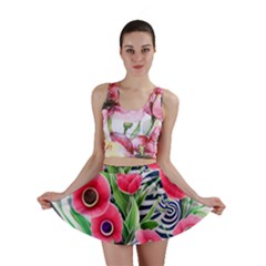 Cherished Blooms – Watercolor Flowers Botanical Mini Skirt by GardenOfOphir