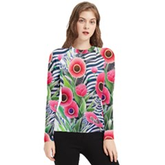 Cherished Blooms – Watercolor Flowers Botanical Women s Long Sleeve Rash Guard by GardenOfOphir