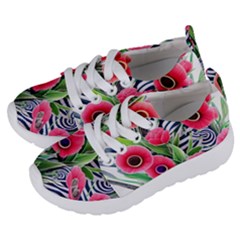 Cherished Blooms – Watercolor Flowers Botanical Kids  Lightweight Sports Shoes by GardenOfOphir