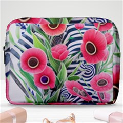 Cherished Blooms – Watercolor Flowers Botanical Make Up Pouch (large) by GardenOfOphir