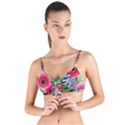 Cherished Blooms – Watercolor Flowers Botanical Tie Up Cut Bikini Top View1