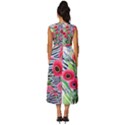 Cherished Blooms – Watercolor Flowers Botanical Sleeveless Round Neck Midi Dress View4