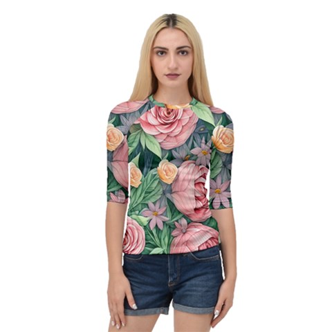 Darling And Dazzling Watercolor Flowers Quarter Sleeve Raglan Tee by GardenOfOphir