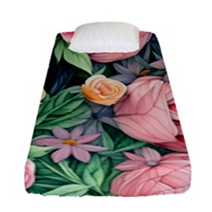 Darling And Dazzling Watercolor Flowers Fitted Sheet (single Size) by GardenOfOphir