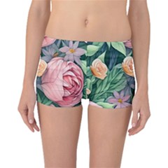 Darling And Dazzling Watercolor Flowers Boyleg Bikini Bottoms by GardenOfOphir