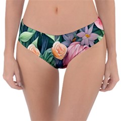 Darling And Dazzling Watercolor Flowers Reversible Classic Bikini Bottoms by GardenOfOphir