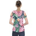 Darling and Dazzling Watercolor Flowers Short Sleeve Front Detail Top View2