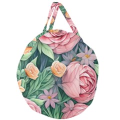 Darling And Dazzling Watercolor Flowers Giant Round Zipper Tote by GardenOfOphir