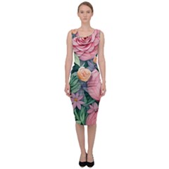 Darling And Dazzling Watercolor Flowers Sleeveless Pencil Dress by GardenOfOphir