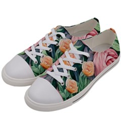 Darling And Dazzling Watercolor Flowers Women s Low Top Canvas Sneakers by GardenOfOphir