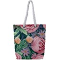 Darling and Dazzling Watercolor Flowers Full Print Rope Handle Tote (Small) View1