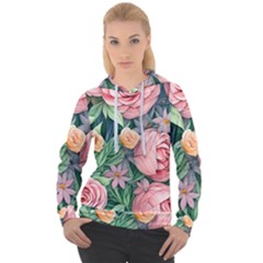 Darling And Dazzling Watercolor Flowers Women s Overhead Hoodie by GardenOfOphir