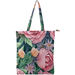 Darling And Dazzling Watercolor Flowers Double Zip Up Tote Bag by GardenOfOphir