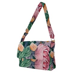 Darling And Dazzling Watercolor Flowers Full Print Messenger Bag (m) by GardenOfOphir