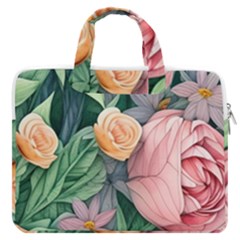 Darling And Dazzling Watercolor Flowers Macbook Pro 13  Double Pocket Laptop Bag by GardenOfOphir