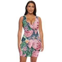 Darling And Dazzling Watercolor Flowers Draped Bodycon Dress by GardenOfOphir