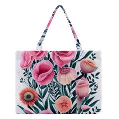 Cheerful Watercolors – Flowers Botanical Medium Tote Bag by GardenOfOphir