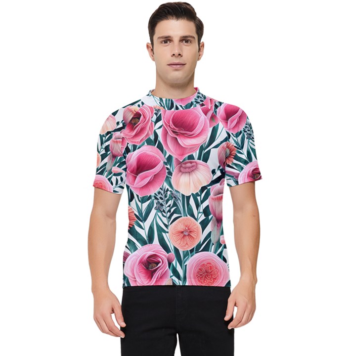 Cheerful Watercolors – Flowers Botanical Men s Short Sleeve Rash Guard