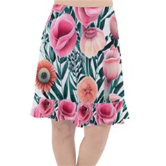 Cheerful Watercolors – Flowers Botanical Fishtail Chiffon Skirt by GardenOfOphir