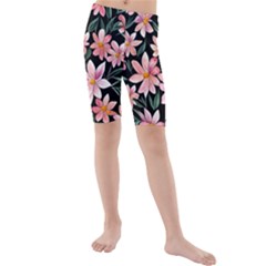 Classy Botanicals – Watercolor Flowers Botanical Kids  Mid Length Swim Shorts by GardenOfOphir