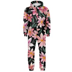 Classy Botanicals – Watercolor Flowers Botanical Hooded Jumpsuit (men) by GardenOfOphir