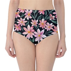 Classy Botanicals – Watercolor Flowers Botanical Classic High-waist Bikini Bottoms by GardenOfOphir