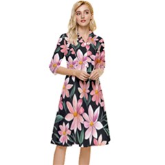 Classy Botanicals – Watercolor Flowers Botanical Classy Knee Length Dress by GardenOfOphir