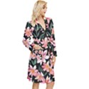 Classy Botanicals – Watercolor Flowers Botanical Long Sleeve Velvet Robe View3