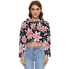 Classy Botanicals – Watercolor Flowers Botanical Women s Lightweight Cropped Hoodie by GardenOfOphir