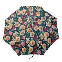 Charming Foliage – Watercolor Flowers Botanical Folding Umbrellas by GardenOfOphir