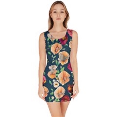 Charming Foliage – Watercolor Flowers Botanical Bodycon Dress by GardenOfOphir