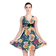 Charming Foliage – Watercolor Flowers Botanical Reversible Skater Dress by GardenOfOphir