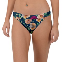 Charming Foliage – Watercolor Flowers Botanical Band Bikini Bottoms by GardenOfOphir