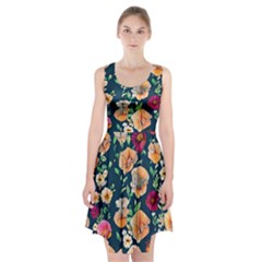 Charming Foliage – Watercolor Flowers Botanical Racerback Midi Dress by GardenOfOphir