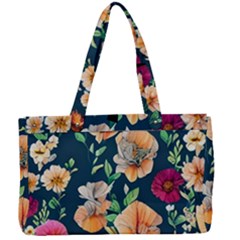 Charming Foliage – Watercolor Flowers Botanical Canvas Work Bag by GardenOfOphir