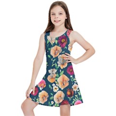 Charming Foliage – Watercolor Flowers Botanical Kids  Lightweight Sleeveless Dress by GardenOfOphir